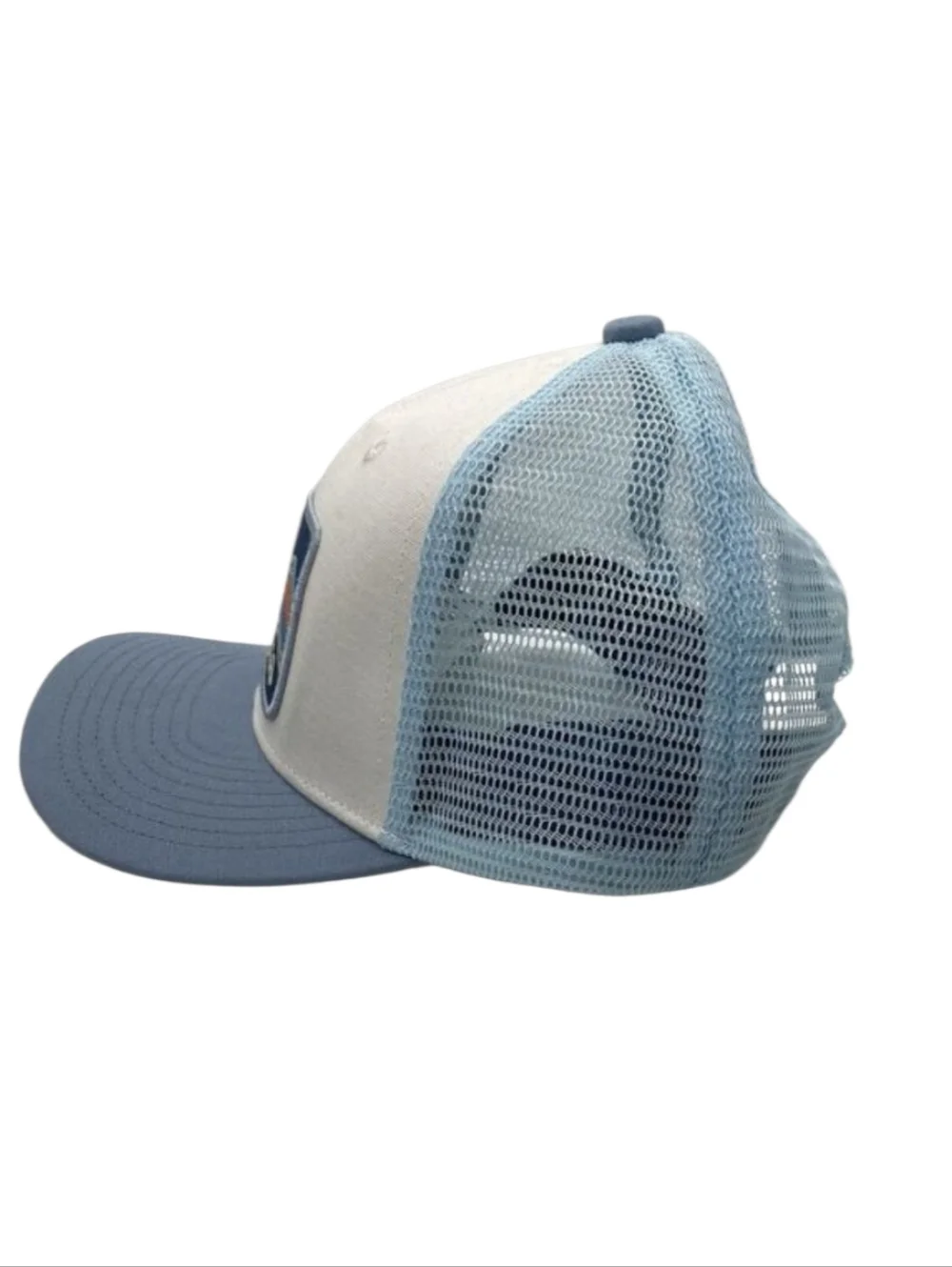Patagonia Two-Tone Light Blue and White Mesh Kids Trucker Hat Organic Womens